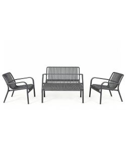 Domo Mea Set Breeze Salotto Giardino Antracite - Divanetto, Tavolino, 2 Sedie