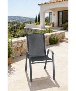 Sedia da Giardino Impilabile in Textilene e Acciaio Grigio Scuro 55x75x93,5 cm - Eden Domo Mea