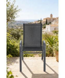 Sedia da Giardino Impilabile in Textilene e Acciaio Grigio Scuro 55x75x93,5 cm - Eden Domo Mea