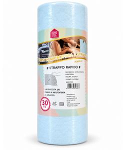Domo Mea Rotolo Panni Microfibra Blu 30 Strappi 30x30cm Strappo Rapido