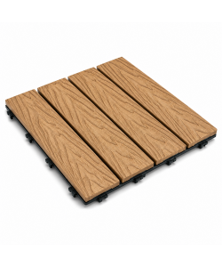 Piastrella ad incastro WPC 30x30 cm per esterni colore teak naturale antiscivolo