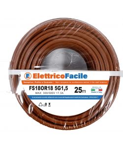 Cavo elettrico FS18OR18 5x1,5 mm� marrone 25 m per ingegneria civile