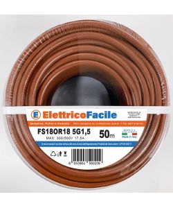 Cavo Elettrico FS18OR18 5G1,5 mm� Marrone 50 m per Edifici e Sicurezza