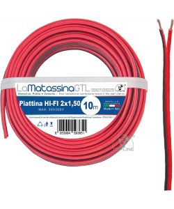 Go-At Topline Piattina 03VHH 2x1,5 Rosso/Nero 10m per Altoparlanti e Alimentazione