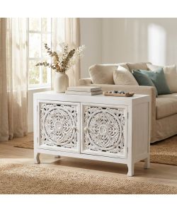 Cosma Mobile Holden - Credenze in Legno di Mango Bianco 125x45x80 cm