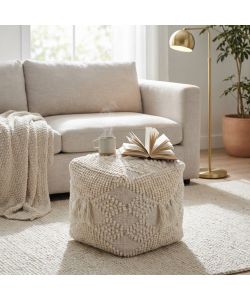 Cosma Pouf Quadrato in CotonexLana Bianco 40x40 cm per Arredamento Moderno