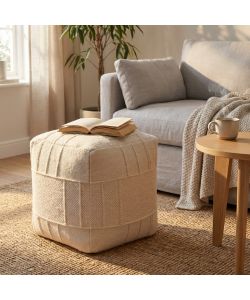 Cosma Pouf Quadrato Bianco 40x40 cm in Cotone/Lana Fisso Moderno