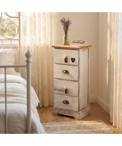 Cosma Mobiletto Ander 4 Cassetti Bianco 35x28x73 cm Stile Shabby Chic