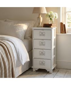 Cosma Mobiletto 4 Cassetti Bianco Legno Stile Shabby Chic 37x28x73 cm