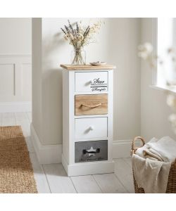 Cosma Mobiletto Blas 4 Cassetti Bianco Shabby Chic 29x27x63 cm Fisso