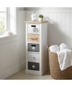 Cosma Mobiletto Blas 5 Cassetti Bianco in Legno Stile Shabby Chic 29x27x81 cm