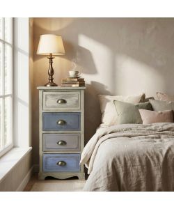 Cosma Chico Mobiletto 4 Cassetti in Legno Grigio Chiaro 40x29x72 cm Shabby Chic