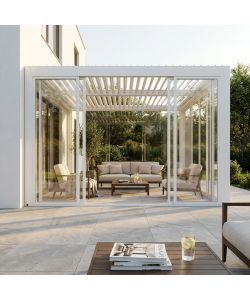 Cosma Laterale Vetro Pergola Bioclimatica 4 m Bianco 4 Porte 370x238 cm
