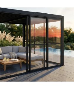 Laterale Pergola Bioclimatica - Policarbonato Grigio scuro - 3 m Fisso