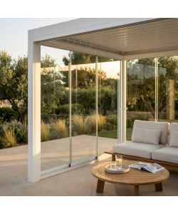 Cosma Laterale Vetro Bianco 3M per Pergola Bioclimatica Fisso Moderno