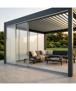 Cosma Laterale Vetro 4m Bianco per Pergola Bioclimatica Fisso Rettangolare