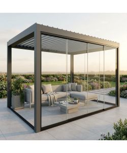 LATERALE VETRO 4M PERGOLA BIOCLIMATICA GRIGIO SCURO RICHIUDIBILE
