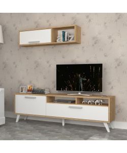 Porta tv Slim D2306TV180M109 rovere bianco 180x35x47h