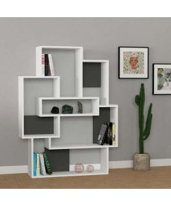 Libreria Barce bianco antracite 101x22x132h