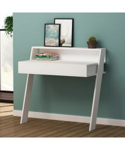 Scrivania da parete Cowork bianca con cassetto 94 cm.