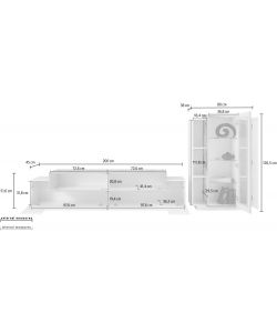 Soggiorno Corona Porta Tv + Vetrina Bianco Lucido E Report