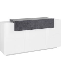 Credenza Corona Moderna 3 Ante Battente 1 Anta Ribalta Bianco Lucido E Report