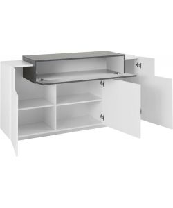 Credenza Corona Moderna 3 Ante Battente 1 Anta Ribalta Bianco Lucido E Report