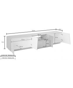 Porta Tv Vega Moderno 4 Ante Battente 1 Cassetto 220 Ardesia