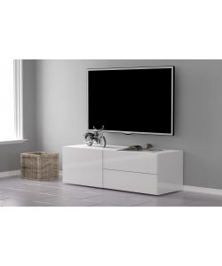 Porta Tv Moderno 1 Anta + 2 Cassetti Metis Bianco Lucido