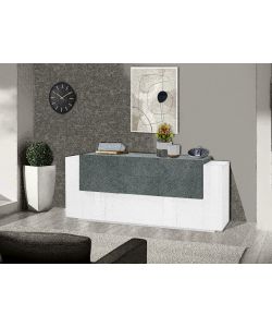 Credenza New Corona Moderna 2 Ante Battenti 1 Ribalta 2 Cassetti 2 Ante Battente Bianco Ardesia