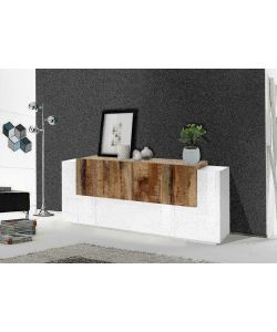 Credenza New Corona Moderna 2 Ante Battenti 1 Ribalta 4 Ante Battente Bianco Acero Pereira