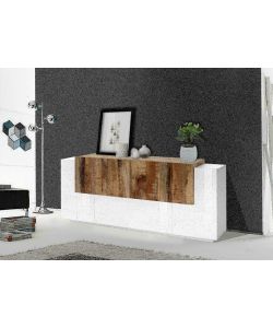 Credenza New Corona Moderna 2 Ante Battenti 1 Ribalta 4 Ante Battente Bianco Acero Pereira