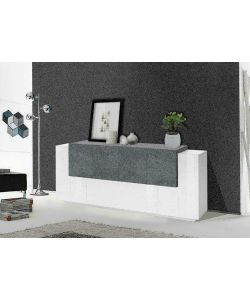 Credenza New Corona Moderna 2 Ante Battenti 1 Ribalta 4 Ante Battente Bianco Ardesia