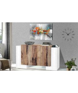 Credenza Pillon Moderna 2+3 Ante Battenti Bianco Acero Pereira