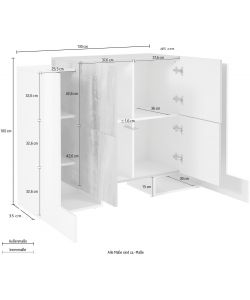 Madia Pillon Moderna 2+4 Ante Battenti Bianco Lucido