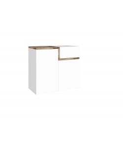 Credenza Vega Moderna 2 Ante Battente 3 Cassetti 140 Bianco Lucido