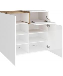 Credenza Vega Moderna 2 Ante Battente 3 Cassetti 140 Bianco Lucido