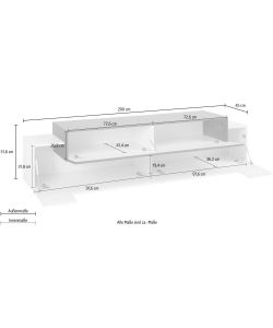 Porta Tv Corona Moderno 200 Antracite E Oak