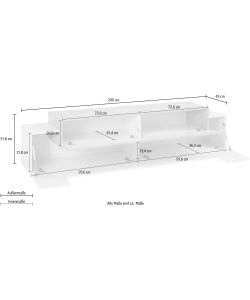 Porta Tv Corona Moderno 200 Bianco Lucido E Bianco Laccato