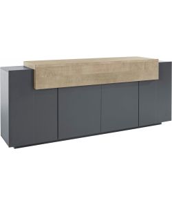 Credenza Corona Moderna 4 Ante Battente 1 Anta Ribalta Antracite E Oak