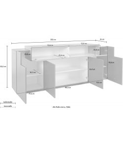 Credenza Corona Moderna 4 Ante Battente 1 Anta Ribalta Antracite E Oak