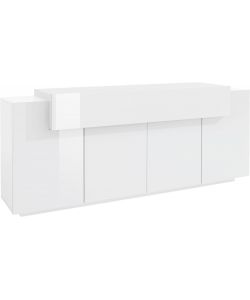 Credenza Corona Moderna 4 Ante Battente 1 Anta Ribalta Bianco E Bianco Laccato