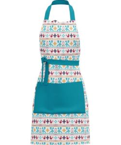 Batik Grembiule da Cucina Celeste in Cotone con Tasca e Cintura