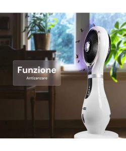 Ventilatore Combi 3in1 Umidificatore Antizanzare Ionizzatore con Telecomando e Timer Bianco - Dr. C