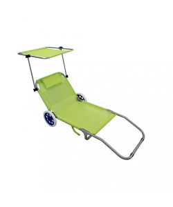 Spiaggina Carrello con Ruote e Tettuccio - Azzurro - 145x52 cm