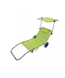 Spiaggina Carrello con Ruote e Tettuccio - Azzurro - 145x52 cm