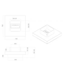 Camino a bioetanolo da giardino per interno esterno Panarea Nero 70x70x35