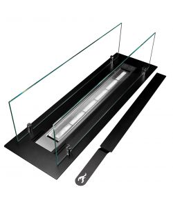 Divina Fire Bruciatore Bioetanolo Acciaio Inox con Vetro - 65cm - 0,7L