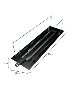 Divina Fire Bruciatore Bioetanolo Acciaio Inox con Vetro - 65cm - 0,7L