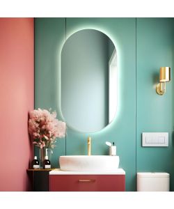 Divina Home Specchio da Bagno Olivia Ovale Retroilluminato 50x90 cm
